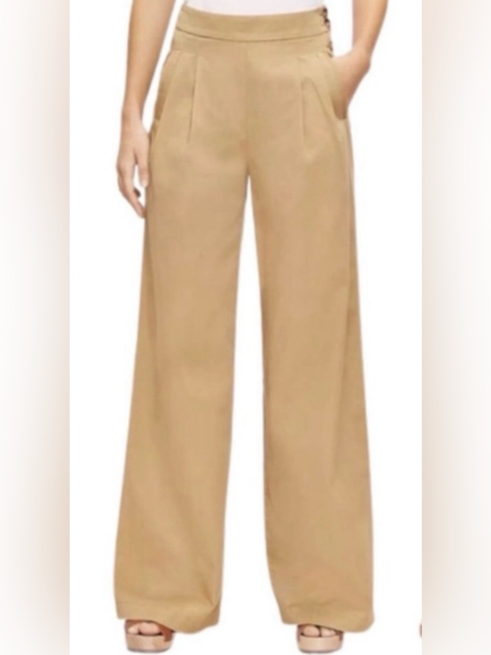 Ann Taylor Loft wide Leg Pants High Rise Khaki Sz 2